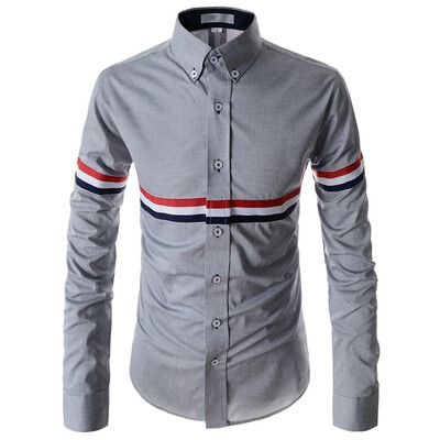 

Zogaa New Mens Shirt Stripe Long Sleeve