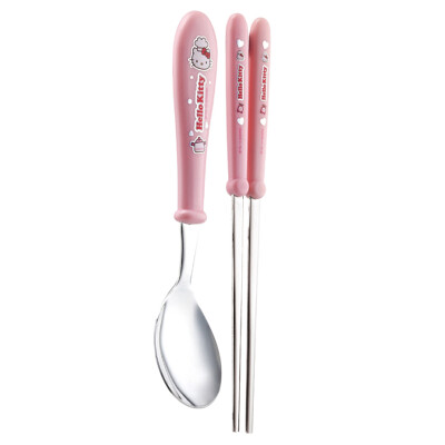 

South Korea imports Lock & Lock LOCK & LOCK HELLO KITTY infant stainless steel spoon chopsticks childrens tableware pink LKT006