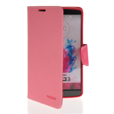 

MOONCASE Classic cross pattern Leather Side Flip Wallet Card Pouch Stand Soft Shell Back Case Cover for LG G3 Pink