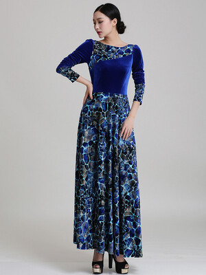 

Leopard Patchwork Long Sleeve Woman Pleated Long Dress