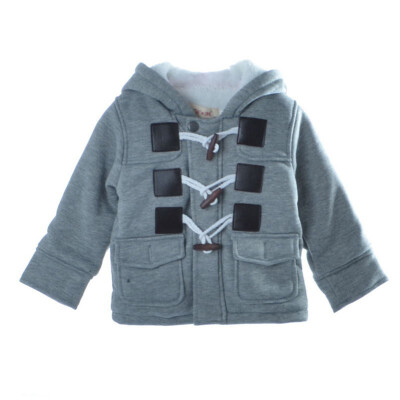 

Baby Warm Fleece Hooded Coat Horn Button Outerwear Boy Snowsuit Toddler Jacket