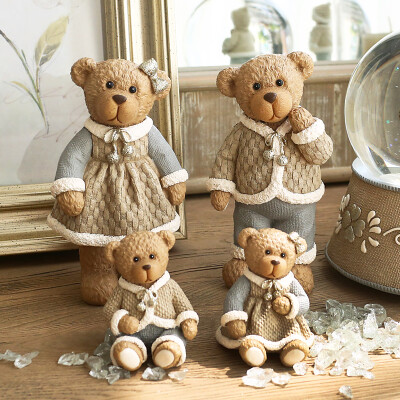 

[Jingdong Supermarket] Yimi home cartoon resin bear decoration four sets of home decoration