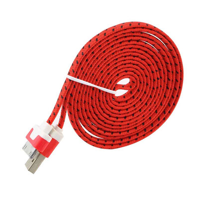 

2M Braided Flat USB Data&Sync Charging Charger Cable Cord For iPhone 4 4S 3G