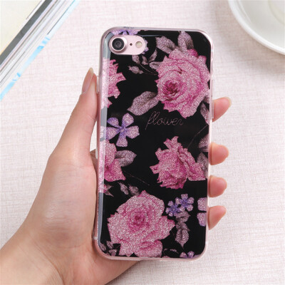 

Винтаж Цветочный блеск шику мягкий чехлы для iphone 6 6s 7 плюс Силиконовый Роскошный цветок телефона чехол для iphone X 6 8 плюс