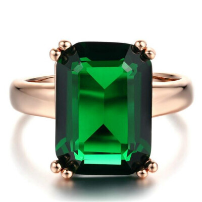 

Rose Gold Color Ring Fashion Green Big Square Crystal Wedding Jewelry For Women Wholesale R700