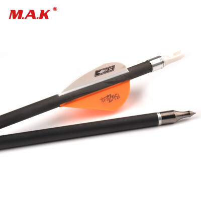 

6 шт. 30 "Spine 350 Pure Carbon Arrows OD7.6MM / ID6.0MM с 1 Whitie 2 оранжевым пластиковым перо для лука стрельбы из лука