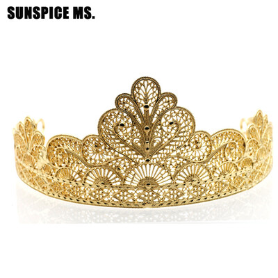 

New Arrive Gold Flower Bridal Crown Rhinestone Tiaras Women Wedding Hair Jewelry Accessories Beauty Queen Stage Tiaras Gift