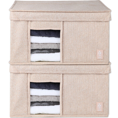

box visible window medium 25L two loaded beige collapsible hundred-nine box clothing storage box