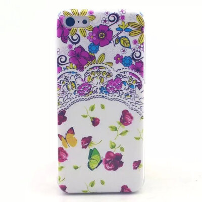 

MITI Colorful Flower Girls Pattern Transparent Cartoon Skin Back Hard Case Cover Protector For Apple iPhone 5C 4.0"