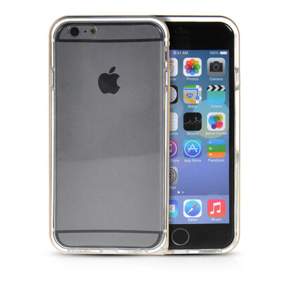 

MOONCASE Bumper Frame + Soft Flexible Silicone Gel TPU Skin Shell Back Case Cover for Apple iPhone 6 Plus Silver