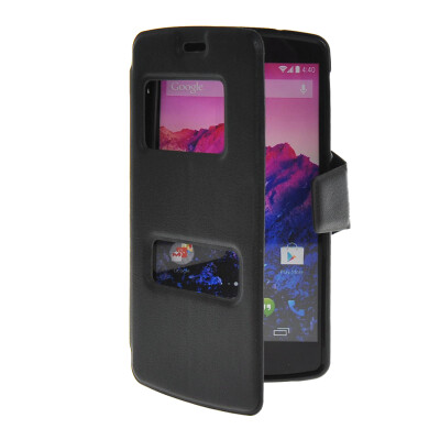 

MOONCASE View Window Leather Side Flip Pouch Hard board Shell Back чехол для LG Google Nexus 5 Black