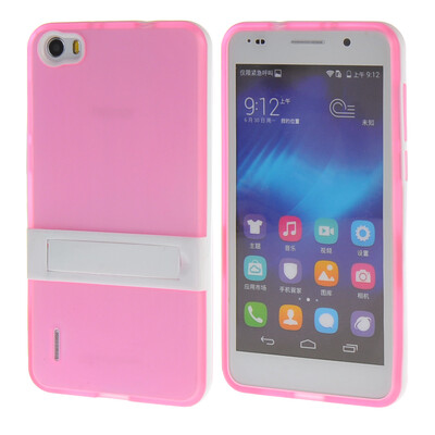 

MOONCASE Huawei 6 Дело Желе цвета силиконовый гель ТПУ Тонкий с подставкой обложка чехол для Huawei Honor 6 Розовый