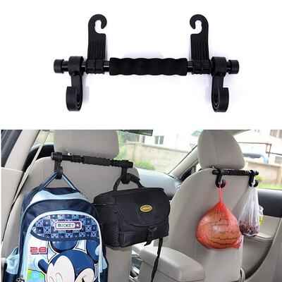 

Holder Vehicle Hangers Convenient Double hook Bag Hook Headrest Auto black