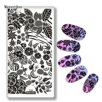 

Mezerdoo Fruit Pineapple Style Nail Stamping Template Летний арбуз Банановый лимонный рисунок Прямоугольник Nail Art Stamp Plates C29