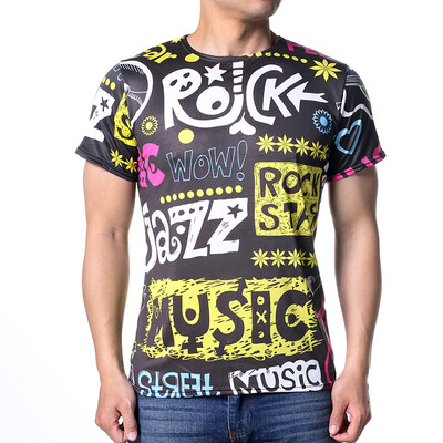 

Fashion Mens O-neck Exaggerated Letter Print Pullover T-Shirts