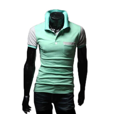 

Zogaa New Men's Polo Shirt Contrast Color Casual