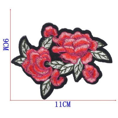 

twilingh Patches Sewing On Iron-On Accessories Red Flower Embroidered Sequined Patches For Women Wedding Dress Clothing