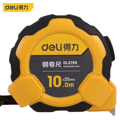 

Deli deli 10m rubberized self-locking steel tape measure box ruler telescopic ruler meter metric 10m25mm DL3799