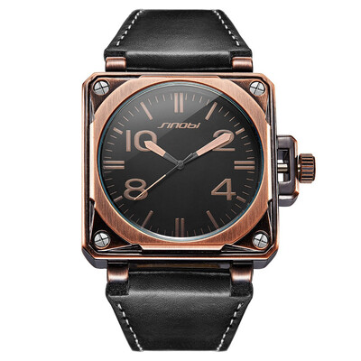 

SINOBI Watches Men Luxury Square Face Aviator Military Quartz-watch Mans Leather Belt Relogio Masculino Dropshipping Relogio