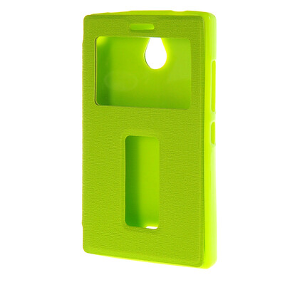 

MOONCASE Side Flip Hard board Slim Leather Bracket Window Case Cover for Nokia Lumia X2 X+ X2DS Green