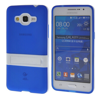 

MOONCASE Jelly Color Silicone Gel TPU Skin Slim With Stand Back Case Cover for Samsung Galaxy Grand Prime G5308 Blue