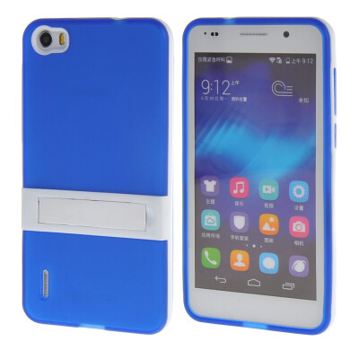 

MOONCASE Huawei 6 Case Jelly color Silicone Gel TPU Skin Slim With Stand Back Case Cover for Huawei Honor 6 Blue