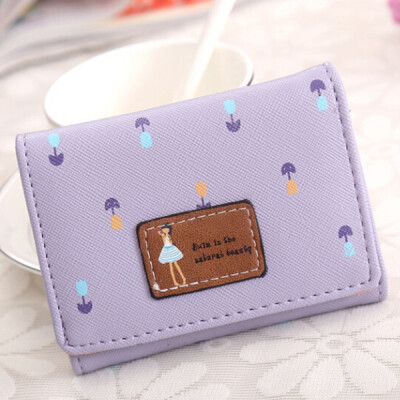 

Fashionable Lovely Cartoon Lady Wallet Girls Short Smash Floral Purse Card Bag