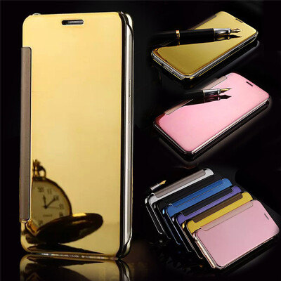 

Samsung Galaxy C5C7C9 Pro Luxury Mirror View Mirror PU Cover Flip Smart Clear Window Phone Case