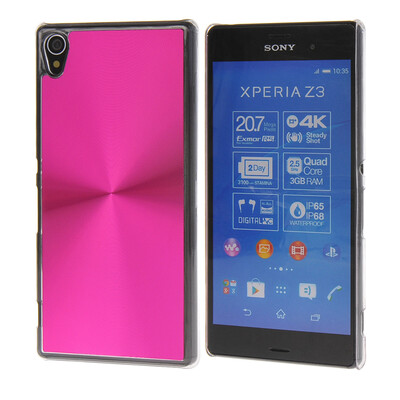 

MOONCASE CD Style Chrome Plated Brushed Aluminum Metal Back Plate Case Cove for Sony Xperia Z4 Hot pink