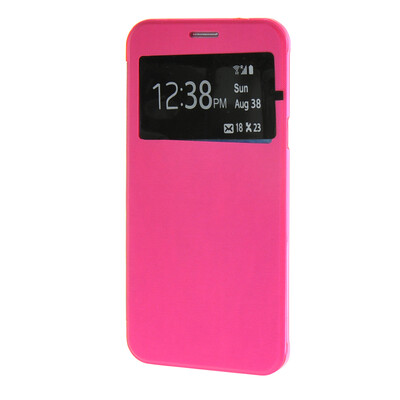 

MOONCASE Samsung Galaxy A8 чехол для View Slim Leather Flip Pouch Clear Back Cover Hot pink