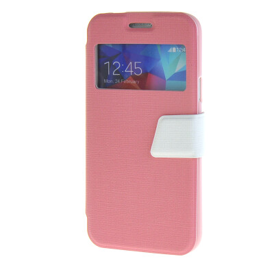 

MOONCASE Side Flip Hard board Slim Leather Bracket Window Case Cover for Samsung Galaxy S5 Mini Pink