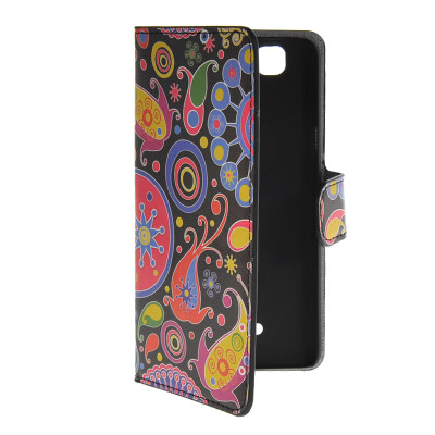 

MOONCASE Flower style Leather Side Flip Wallet Card Slot Stand Pouch чехол для Wiko Rainbow / 4G