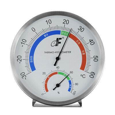 

Telford DF thermometer indoor high-precision metal stainless steel shell thermometer&hygrometer industrial warehouse warehouse pharmacy desktop wall mount TH608 white