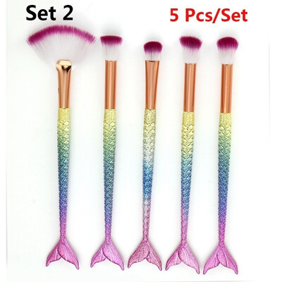 

18Style Popular Rainbow Mermaid Tail Makeup Brush Set Fashion Fishtail Foundation Powder Eyeshadow Professional Cosmetic Blush Bru
