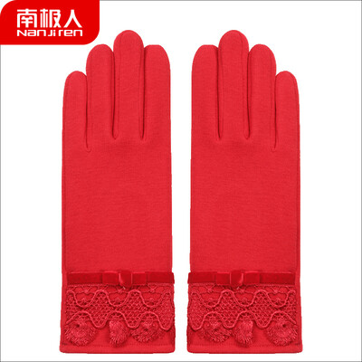 

Antarctic gloves female winter warm plus velvet fashion Korean students riding driving points thin section touch screen ladies gloves NW-260 red