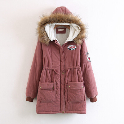 

2018 winter new womens hooded long parkas large size cotton-padded coat