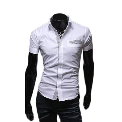 

Zogaa New Mens Shirt Matching Color Slim Short Sleeve