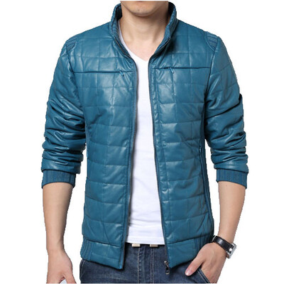 

Zogaa New Winter Mens Cotton-padded Jacket Thick Leather Splice