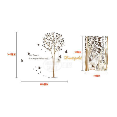 

New Removable English Words Tree Birds Wall Sticker Living Room Decor Decal Art