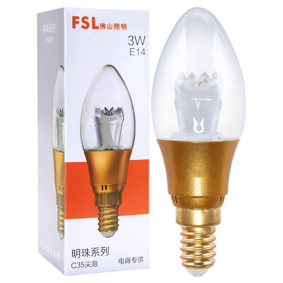 

Jingdong Supermarket Foshan Lighting FSL LED pull the mouth of small mouth crystal light bulb E14 small screw warm white 3000K 3W wax tail bubble beads gold