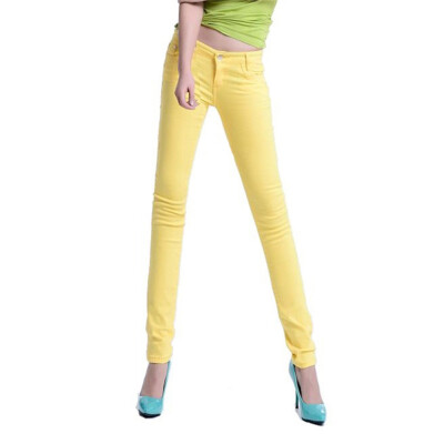 

Fashion Women Candy Colors Skinny Pencil Jeans Spring Ladies Sexy Fit Pants Plus Size Casual Trousers