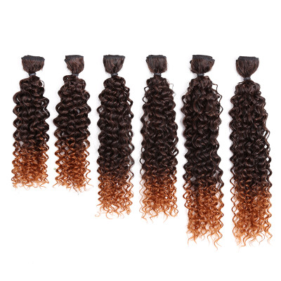 

14-18inch Jerry Curly Hair Weave Synthetic Sew in Hair Extensions Ombre brownBlondeBurgundry Bundles 6pcspack Golden Beauty