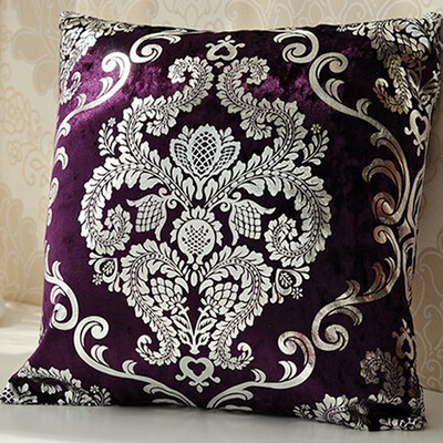 

4040CM Purple Silver Embroidery Customized Pillow Case Wedding Room Sofa Chair Bedding Hotel Decorative Cushion Cover Pillowslip