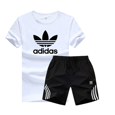 

Damaizhang Brand Men Sport T-shirt With Pant Summer Mens Jogging Set Cotton Breathable Track Suit Running Clothing