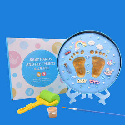 

Extreme space JDKJ baby hand&foot print mud full moon newborn ink pad baby hand&foot print mud baby bottle blue section
