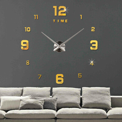 

Modern Large 3D Mirror Surface Wall Clock Sticker Home Office Room DIY Decor