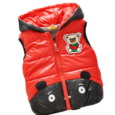 

Kid Child Girl Boy Hooded Quilted Jacket Vest Gilet Bear Outwear Thermal Clothes