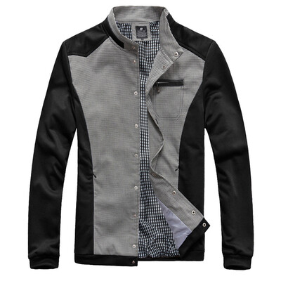 

Zogaa New Spring Men's Jacket Lattice Color Matching Stand Collar
