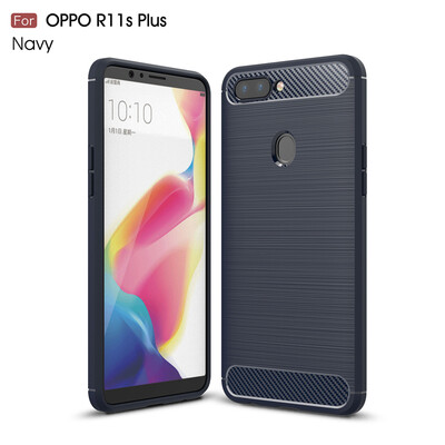 

Goowiiz Phone Case For Oppo R11sR11s Plus Fashion Slim Carbon Fiber TPU Soft Silicone Prevent falling