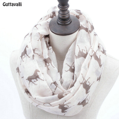 

Guttavalli Fashion Woman Solid Horse Print Loop Shawl Women Winter Stripes Ring Scarves Female Autumn Horses Animal Infinity Scarf